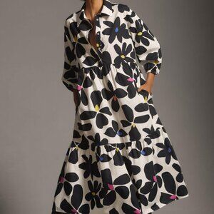 Anthropologie The Bettina Tiered Midi Shirt Dress by Maeve